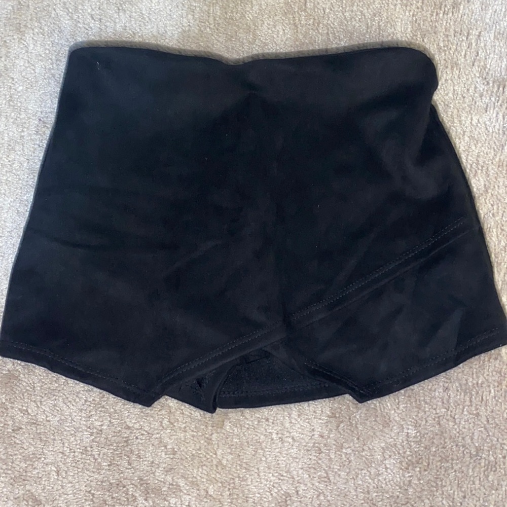 black suede skort